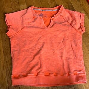 ANTHROPOLOGIE PILCRO sleeveless V neck sweatshirt muscle coral distress detail